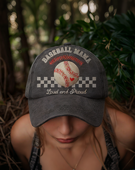 Baseball Mama Laud And Praud Vintage Print Baseball Cap